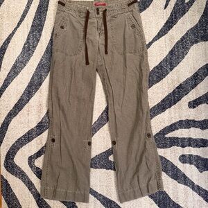 Y2K Women’s Unionbay Brown Cargo Pants Linen Blend Size 5 EUC low rise